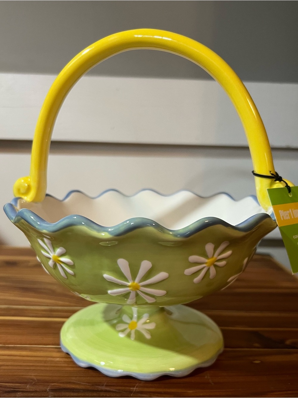 🌼 Pier 1 Imports Hand-Painted Floral Basket